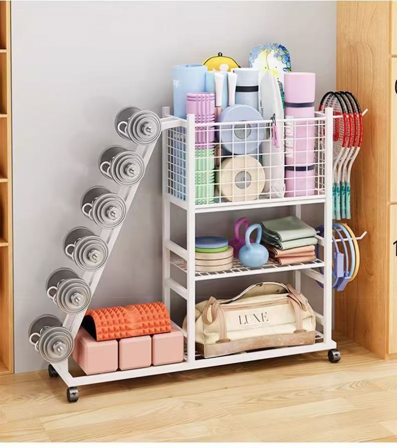 Sports Equipment Organizer Rack - رف تخزين منزلي متنقل بعجلات لتنظيم