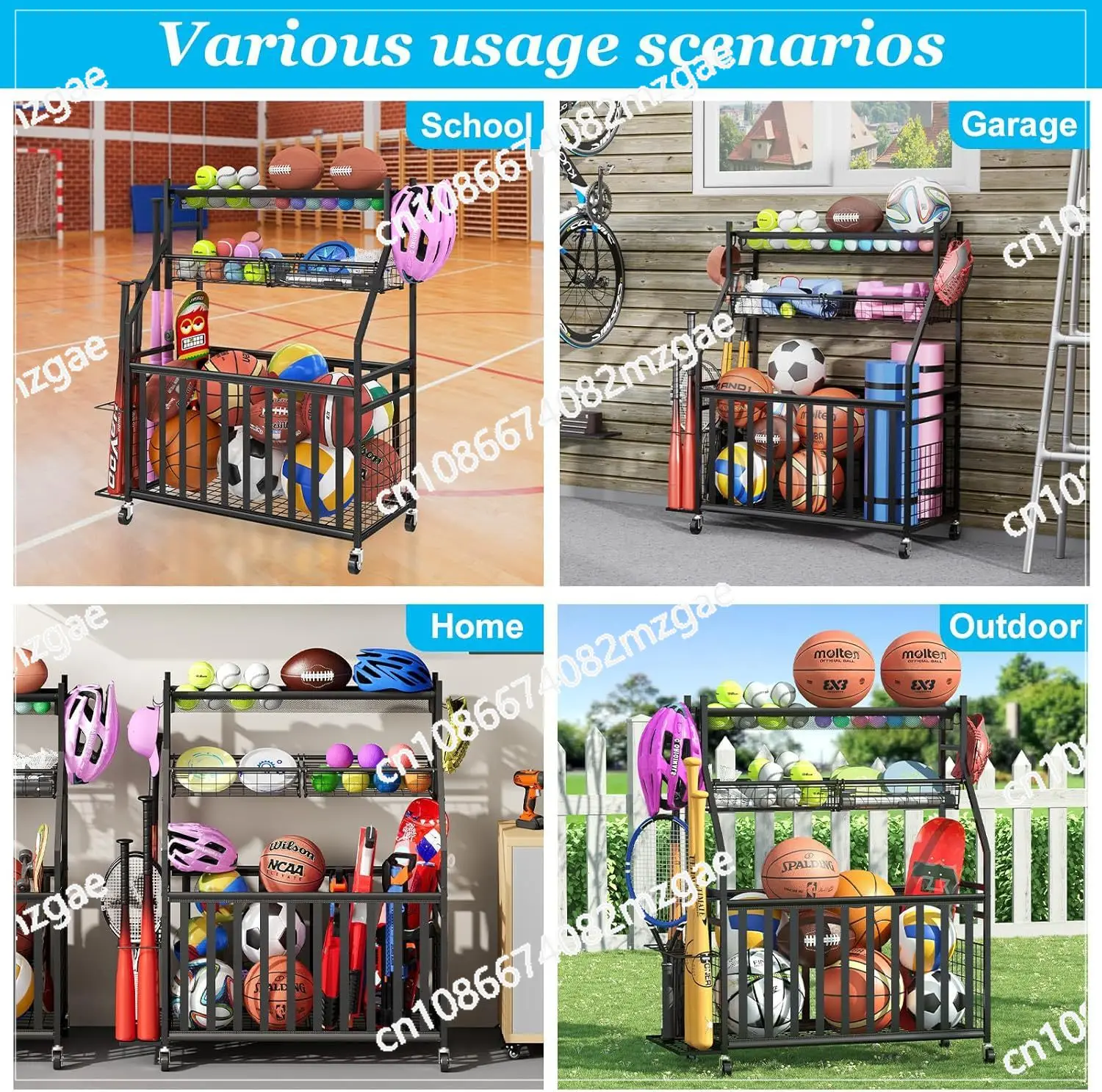 Sports Equipment Bat - حقيبة تخزين معدات رياضية مع رف