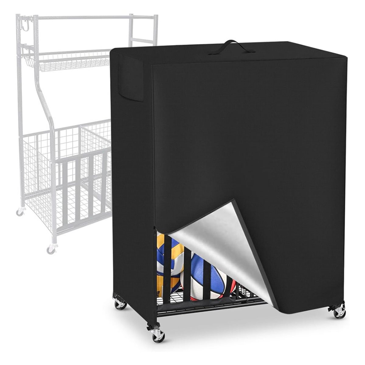 Sports Equipment Organizer Rack - غطاء رف كرة السلة، غطاء منظم