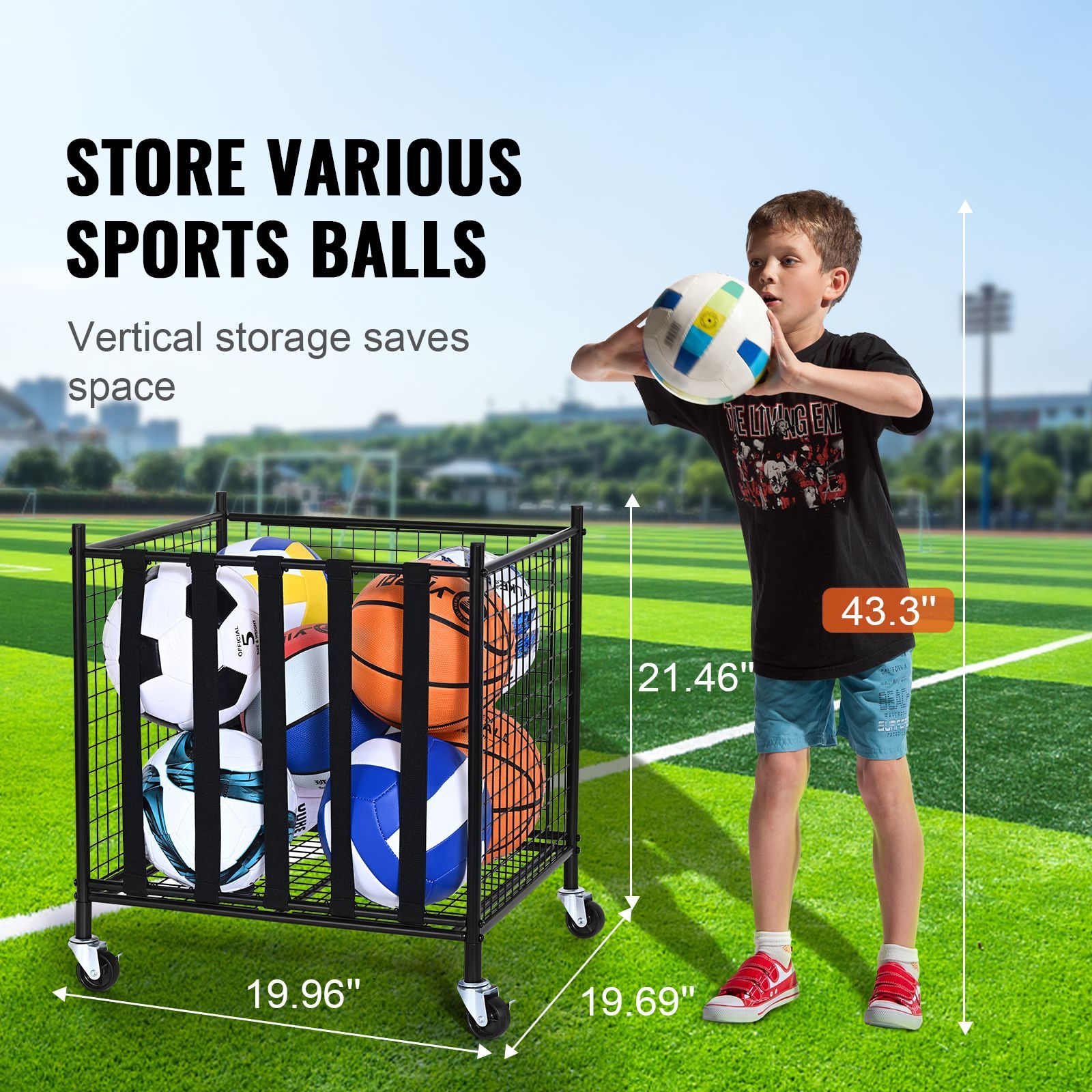عربة تخزين كرات رياضية متحركة، - مراجعة Sports Equipment Organizer Rack وسعره