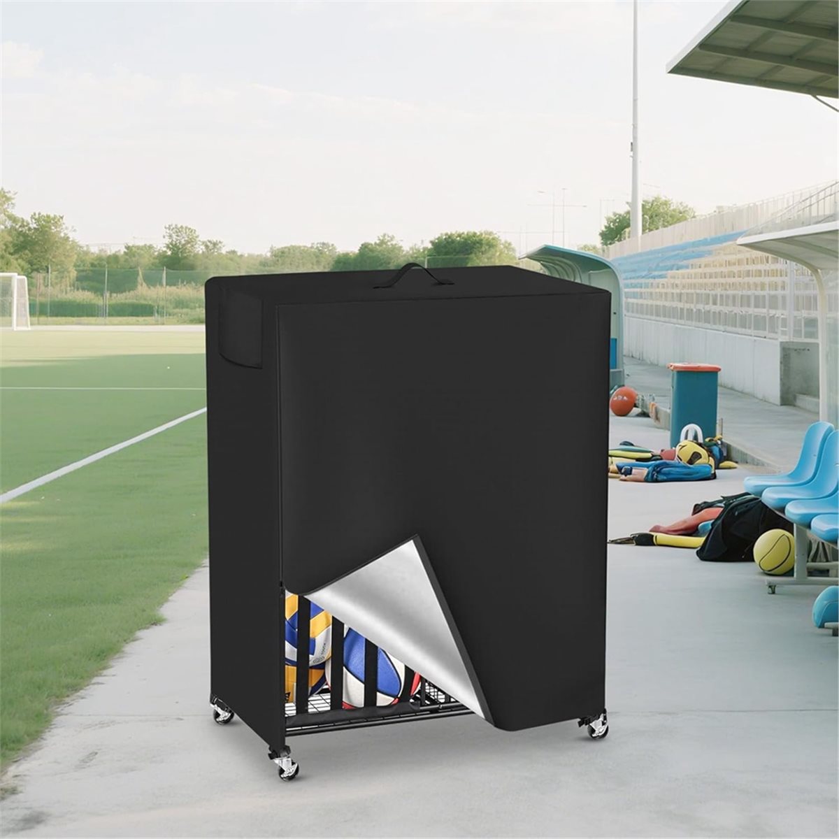 غطاء رف كرة السلة، غطاء منظم ا - مراجعة Sports Equipment Organizer Rack وسعره