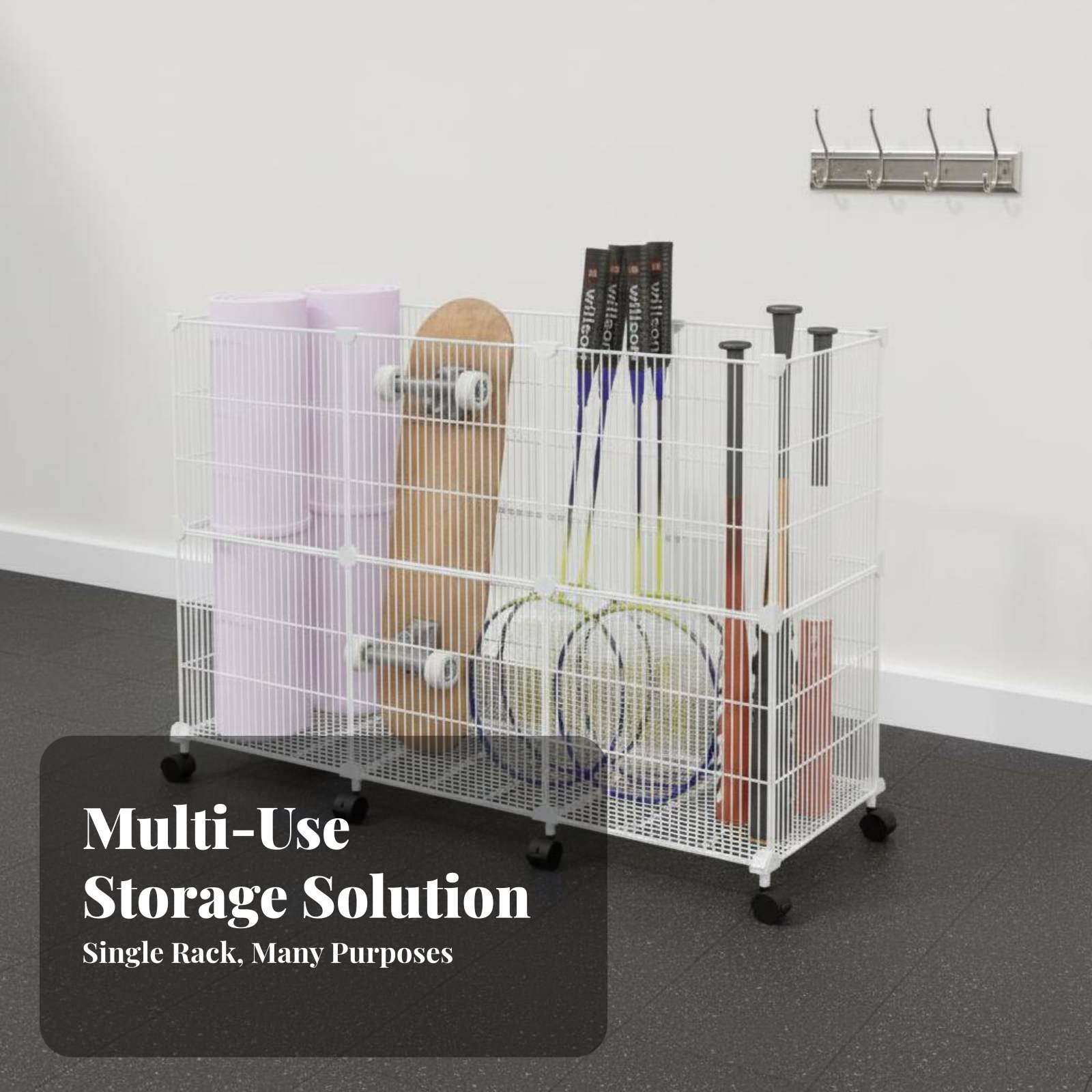 عربة تخزين معدات رياضية متينة، - مراجعة Sports Equipment Organizer Rack وسعره