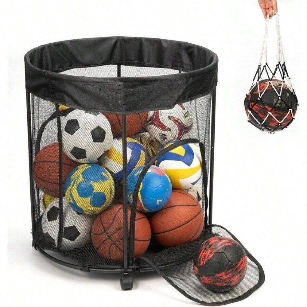عربة تخزين كرات بسعة 51.36 جال - مراجعة Sports Equipment Cart On Wheels وسعره